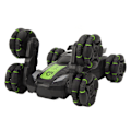 Miniatyrbillede 5 af 8: 2,4 GHz fjernbetjent stuntbil 6 hjul lys lyd 360 graders roterende RC bil legetøj til børn grøn