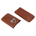Miniatyrbillede 2 af 8: Bærbar cigar læder etui i høj kvalitet læder rejse bærbar cigar rejsetaske holder med saks brun