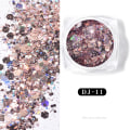 Pikkukuva 1 / 5: Glitter-kynsikoristeet - viisikärkinen tähti ja epäsäännölliset paljetit nail art DJ11