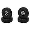 Miniatyrbillede 1 af 8: 4 stk. 55 mm Forreste Bageste Gummidæk og 24 Huls Fælgsæt til AXIAL SCX24 1/24 RC Bil Sort