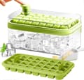SDIGV Isbitsform med Lock och Behållare, 2-pack för Frys, 64 st Isbitsformar (Grön) Green