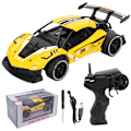Pikkukuva 1 / 8: 1/16 2.4G RC Alloy High Speed ​​Drifting Langattomat Lelut Kilpakaukosäädinauto 8004keltainen