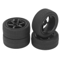 Miniatyrbillede 2 af 8: 4 stk. RC Bil Dæk Gummi Plast Universal RC Bil Hjul til Tamiya TT01 TT02 XV01 XV02 1/10 Fjernstyret Køretøj Sort