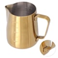 Miniatyrbilde 6 av 8: Melkeskummer i rustfritt stål, kaffekanne, kopp, skumfremstilling for Latte Art, matt gull, 350 ml