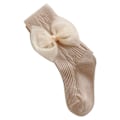 Miniatyrbilde 2 av 8: Babyjenter Strømpebukser Søt Sløyfe Dekor Stripete Kammet Bomulls Baby Leggings Strømper for Vår Høst Khaki XS (Anbefalt Høyde 65 til 75 cm)