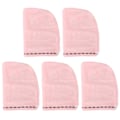 Miniatyrbilde 1 av 8: 5 stk. Hår tørkehette Håndkle Turban Absorberende Håndkle Wrap Badetilbehør for Hjem Reiser Rosa