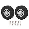 Pikkukuva 1 / 8: 2 KPL 85mm Alumiiniset Etu 10 Reiän Vanteet Kumirenkailla Tamiya 1/14 Traktorikuorma-autoon