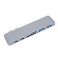 Miniatyrbild 3 av 8: Dockningsstation 10Gbps 5Gbps USB3.0-gränssnitt Minneskortläsare Lättviktig Portabel Typ C Hub för MacBook Grå
