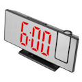 Miniatyrbild 3 av 8: Projektionsväckarklocka Digital USB-laddning Automatisk dimning LED-spegelskärm Elektronisk klocka för sovrum Svart skal Rött ljus