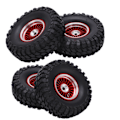Pikkukuva 4 / 8: 4 kpl RC-ajoneuvon pyörät renkaat sarja 55mm alumiiniseos etu- ja takapyörät AXIAL SCX24 1/24 RC-autolle CrawlerRed