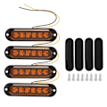 Miniatyrbilde 1 av 8: 4 stk. Sidelys til lastebil Høy lysstyrke 90LM IP65 Vanntett 6 LED Lastebil Nødlys 12‑24V Gul