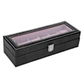 Miniatyrbild 4 av 8: 6-fack klocklåda PU-läder rektangulär armbandsur displayfodral arrangör present svart