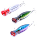 Pikkukuva 1 / 5: 3D-silmällä varustettu 3 Top Water Popper -viehesetti kalastustarvikkeet