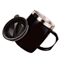 Miniatyrbild 7 av 8: 304 Rostfritt stål Kaffe Mugg med Lock Söt Droppresistent Drickmugg för Kontor Hem Svart 420ml
