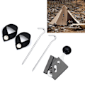 Miniatyrbillede 4 af 8: Teltsupport-Thimble Sæt Justerbar Enkelt Aluminium Legering Udendørs Camping Tilbehør 6mm Sort