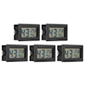 Miniatyrbillede 6 af 8: 5 stk. LCD termometer hygrometer mini indendørs hjem desktop temperatur fugtighedsmåler sort
