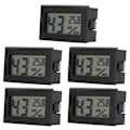 Miniatyrbillede 4 af 8: 5 stk. LCD termometer hygrometer mini indendørs hjem desktop temperatur fugtighedsmåler sort