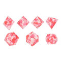 Miniatyrbillede 2 af 8: 7 stk. polyhedral terningesæt i pink harpiks til rollespil, kortspil og terningspil til brætspil og matematikundervisning