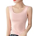 Miniatyrbillede 3 af 8: Dame Tanktop Blød Åndbar Camisole Bred Rem Ærmeløs Ren Farve Tanktop til Forår Sommer Pink M
