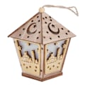 Miniatyrbild 3 av 8: Trähusformad LED-ljuspendelprydnad Ramadan-festivaler inomhusdekorationer (B)