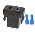 Miniatyrbilde 1 av 8: Dobbel USB Bil Lader med Vippebryter Stil Rask Lading Sokkel med Blå Voltmeter Universal for Bobil