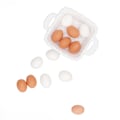 Miniatyrbilde 7 av 8: Dukkehus eggmodell 1:12 skala plast dukkehus mat eggmodell med kurv for barn