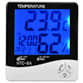 Miniatyrbillede 1 af 8: Indendørs temperaturmonitor LED-baggrundsbelyst display alarmfunktion 24 timers automatisk registrering fugtighedssensor