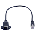 Pikkukuva 4 / 8: 30 cm:n RJ45 uros-naaras ruuvipaneelikiinnitys LAN Ethernet -verkkojatkokaapeli