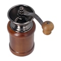 Miniatyrbillede 5 af 8: Kaffe kværn manuel eg rustfrit stål retro ergonomisk håndsving kegleformet slibning kerne bærbar kaffebønne kværn mørk farve
