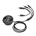 Miniatyrbilde 3 av 8: 3-ports USB-hub for skrivebord, høy hastighet, rund med 3,5 mm lydhull for datamaskin, mikrofon og telefon