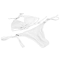 Miniatyrbilde 7 av 8: Kryss-bikinisett Tie Side Pure Color Kvinner 2 deler Badedrakt Badedrakt for sommer Strandsvømming Hvit M