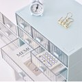 Miniatyrbillede 3 af 5: Skrivebords skuffe arrangør vandtæt støvtæt plast DIY kombination multi lag stablebar skuffe opbevaringskasse stribet blå 2 skuffer