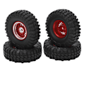 Pikkukuva 2 / 8: 4 kpl RC-ajoneuvon pyörät renkaat sarja 55mm alumiiniseos etu- ja takapyörät AXIAL SCX24 1/24 RC-autolle CrawlerRed