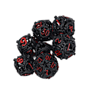 Miniatyrbild 7 av 8: 7-delad ihålig tärningssats i koppar, bärbar balanserad rullande graverad metall polyhedral tärningssats för brädspel svart röd