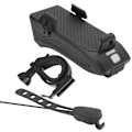 Miniatyrbillede 4 af 8: 4 i 1 Cykelstyr Forlygte Mobiltelefon Holder med Horn og USB Oplader Sort