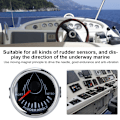 Miniatyrbild 6 av 8: 52mm Universal Båtrorkvinkelindikator 0-190ohm Signal med Rorkänsla 9-32V Bakgrundsbelysning Mätare för Båt Yacht Svart Urtavla Silverhölje