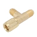 Miniatyrbild 6 av 8: Snabbkoppling Tee Adapter med Ventilkärna Mässing 1/4in SAE Robust Struktur för R22 R12 R134