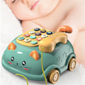 Miniatyrbild 5 av 8: Babytelefonleksak tecknad ljudljus förälder barn interaktiv pedagogisk söt katt ansikte telefonleksak grön