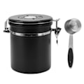 Miniatyrbilde 1 av 8: Kaffebeholder i rustfritt stål med lufttett beholder, kaffe med 30 ml skje, datosporing, kaffekanne for oppbevaring av 1,5 l, svart