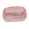 Miniatyrbilde 6 av 8: Lunsjboks 3 rom 304 rustfritt stål plast matchende skje spisepinner bærbar lunsjbeholdere for kontor rosa