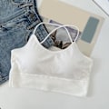 Miniatyrbilde 5 av 8: Kvinner Kort Tanktopp Kryssende Spaghettistropper Slim Fit Polstret Tanktopp for Daglig Bruk Hvit Fri Størrelse
