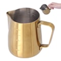 Miniatyrbilde 5 av 8: Melkeskummer i rustfritt stål, kaffekanne, kopp, skumfremstilling for Latte Art, matt gull, 350 ml
