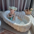 Miniatyrbilde 6 av 8: Oppblåsbar babybadekar i tegneserieform, sklisikkert, tykk PVC-vask, badekar for barn