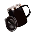 Miniatyrbild 8 av 8: 304 Rostfritt stål Kaffe Mugg med Lock Söt Droppresistent Drickmugg för Kontor Hem Svart 420ml
