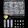 Miniatyrbillede 1 af 5: Fladbundede diamant heteroseksuelle blandede diamant neglekunst smykker blandet stil blandet runde glas diamant strass negledekoration A4
