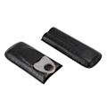 Miniatyrbillede 2 af 8: Læder Cigar Etui Bærbar med Cigar Cutter Rejse 2 Finger Cigar Holder Sort til Kæreste Gaver