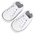 Miniatyrbilde 7 av 8: 12 cm Baby Canvas Sko med Sklisikre Såler Myk Fôr Småbarns Casual Sko for Utendørs Hvit