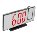 Miniatyrbild 5 av 8: Projektionsväckarklocka Digital USB-laddning Automatisk dimning LED-spegelskärm Elektronisk klocka för sovrum Svart skal Rött ljus