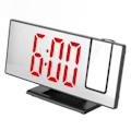 Miniatyrbild 7 av 8: Projektionsväckarklocka Digital USB-laddning Automatisk dimning LED-spegelskärm Elektronisk klocka för sovrum Svart skal Rött ljus