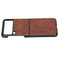 Miniatyrbillede 4 af 8: Business Real Læder Texture Beskyttende Foldbar Telefon Etui til Samsung Galaxy Z Flip 3 Brun